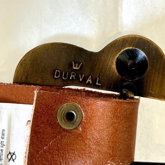 LOVELY DENIM Crow Brown Leather Belt Brass Buckle‎ Size Small 1.5\